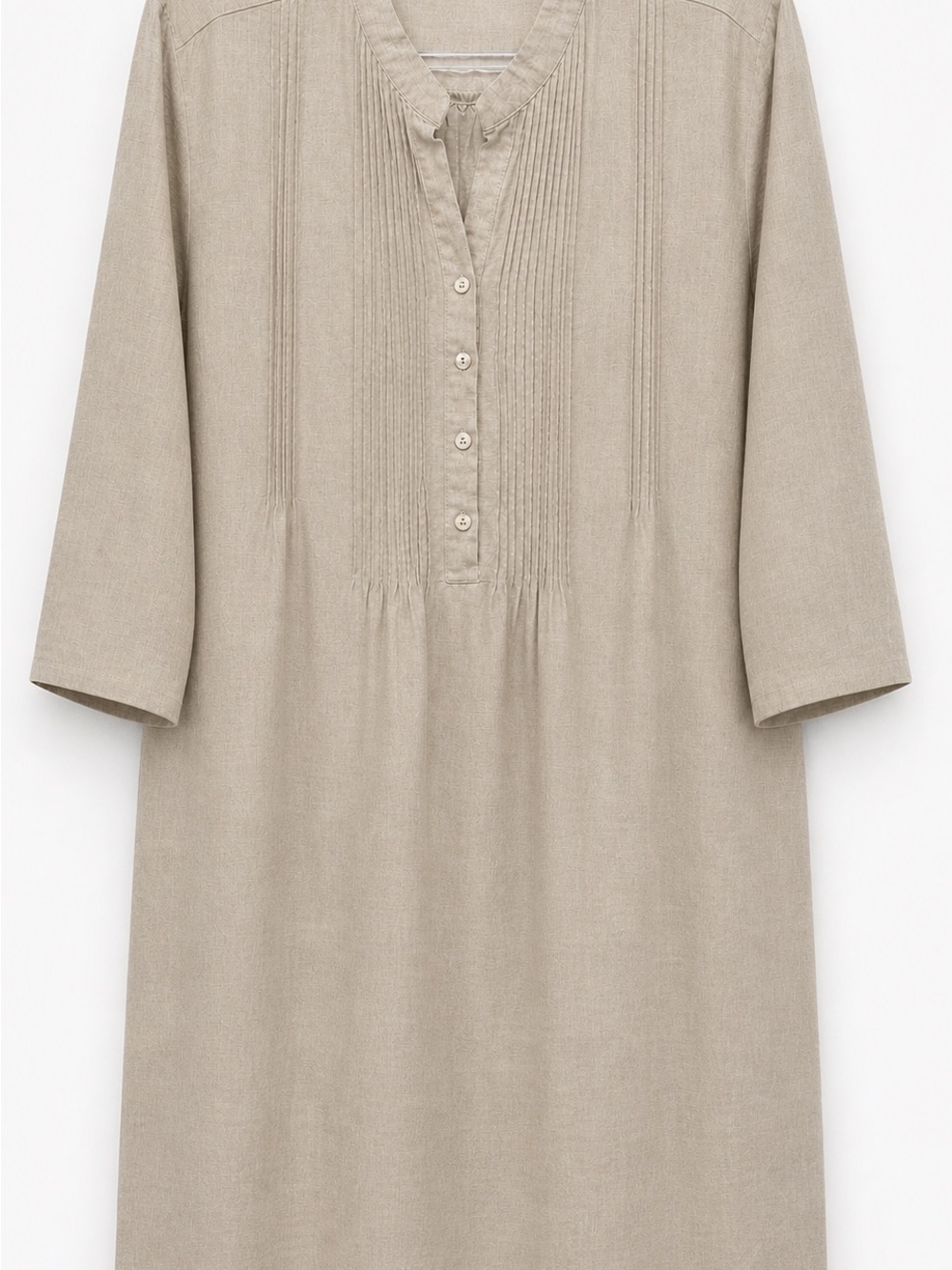 Tahari Beige Linen Blend V-Neck Shift Dress Size Large